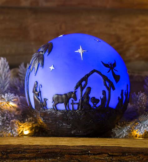 Glowing 3d Christmas Nativity Globe Nativity Plowhearth