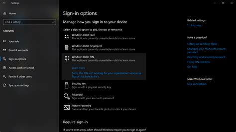 Cant Change Sign In Pin Windows 10 Microsoft Community