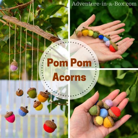 Felted Pom Pom Acorn Craft For Kids