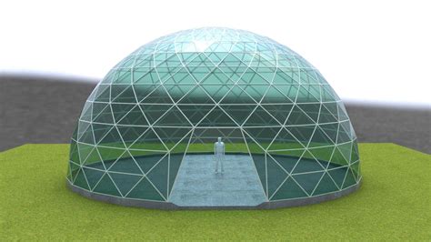 3d Model Dome Triangular Glass Structure Panels Architecture