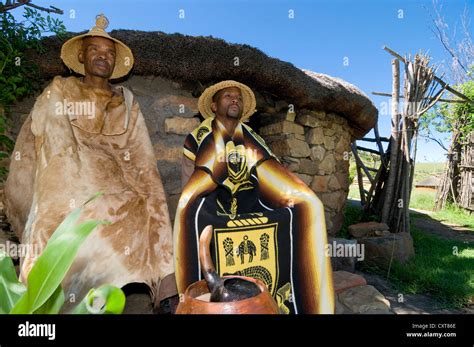Men In Traditional Costume Basotho Cultural Village Golden Gate