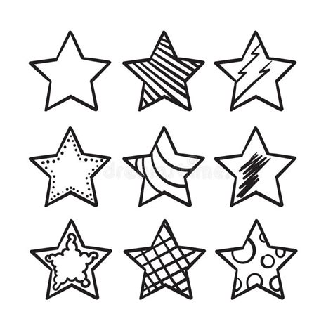 Collection Of Hand Drawn Doodle Stars Illustration With Cartoon Line
