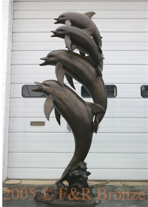 Five Jumping Dolphins Bronze Sculpture Fountain