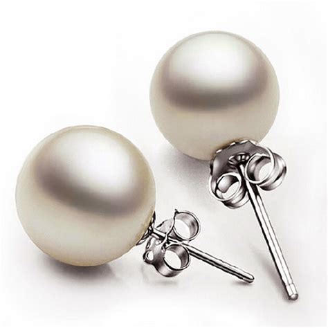 Faux Pearl Round Ball Earrings Set New 1pair Dia 8mm Womens Ear Stud
