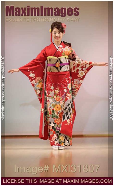 Photo Of Japanese Woman In A Beautiful Red Kimono With