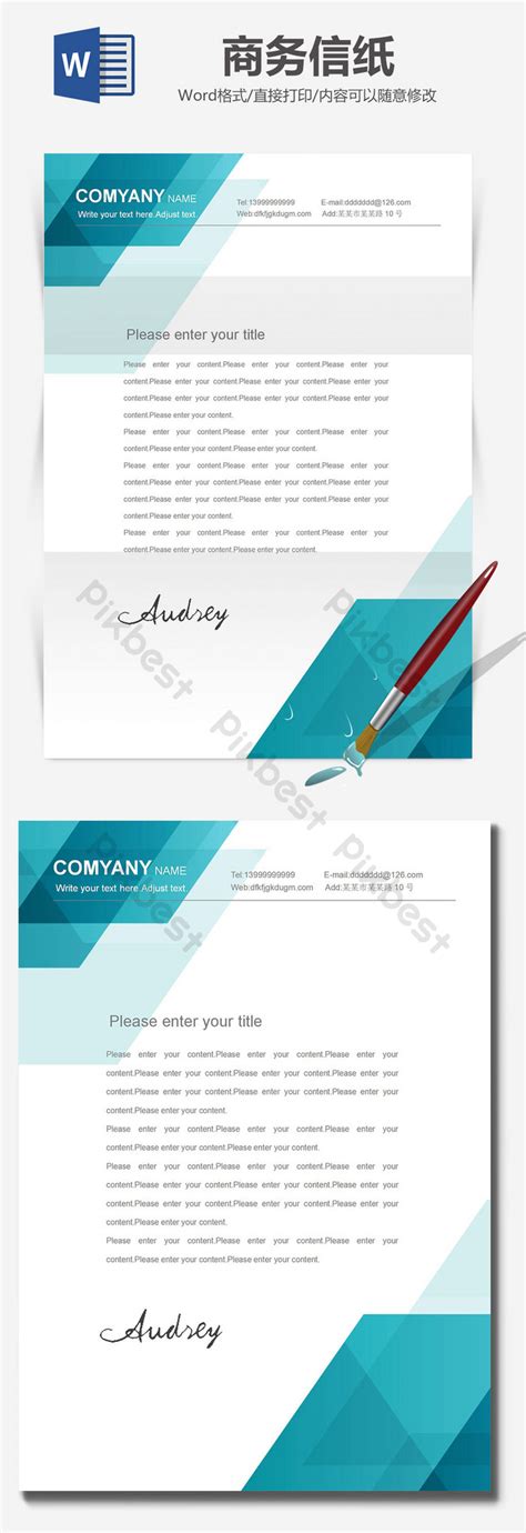 Creative Geometric Letter Paper Document Background Word Template Word