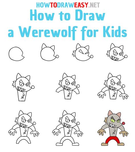 How To Draw A Werewolf Step By Step Easy Drawings For Kids Werewolf