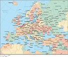 Multi Color Europe Map with Countries, Major Cities – Map Resources