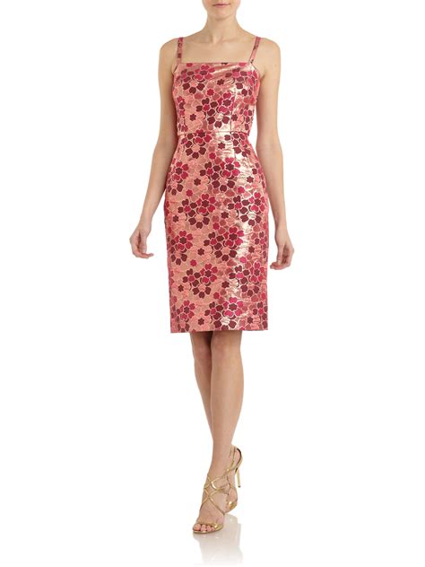Dolce And Gabbana Floral Jacquard Sheath Dress In Pink Lyst