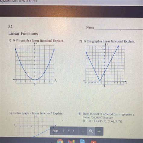 1) Is this graph a linear function? Explain.....2) Is this graph a ...