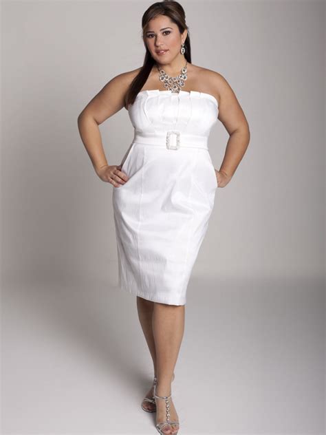 Woman Having Favourite White Plus Size Dresses
