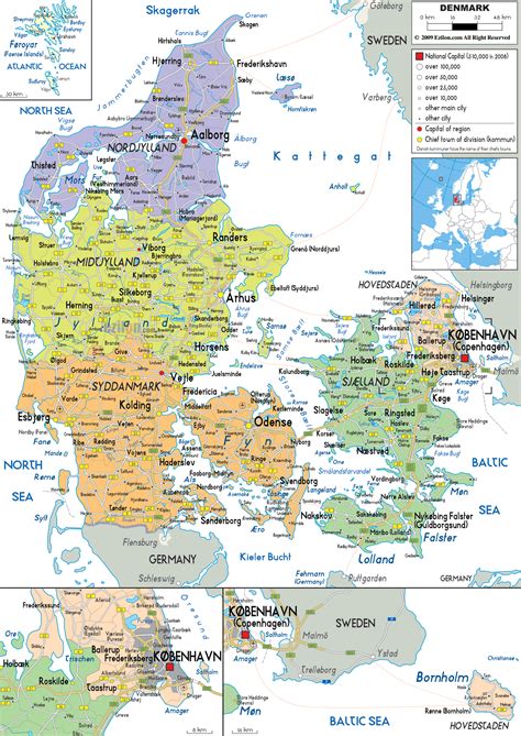 The map shows denmark and neighboring countries with international borders, the national capital map of denmark (danmark), europe. Detailed Political Map of Denmark - Ezilon Maps
