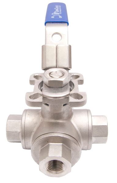 Stainless Steel 316 3 Way Ball Valve T Port With Mounting Pad 1000psi