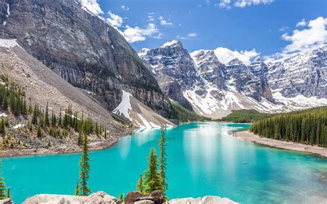 Download Wallpapers Moraine Lake 4k Summer Banff National Park Mountains Canadian Rockies