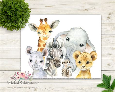 Jungle Animal Print Safari Nursery Art Baby Boy Nursery Etsy In