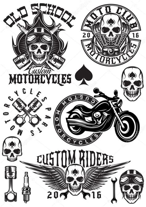 Set Of Vector Badges Logos Design Elements On Theme Motorcycles With