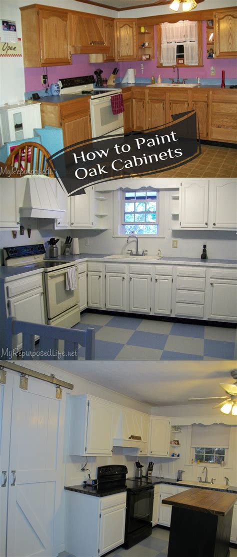 Painting kitchen cabinets can be a difficult job since there are almost as many different types of cabinet as there are types of paint. How to paint oak cabinets - My Repurposed Life®