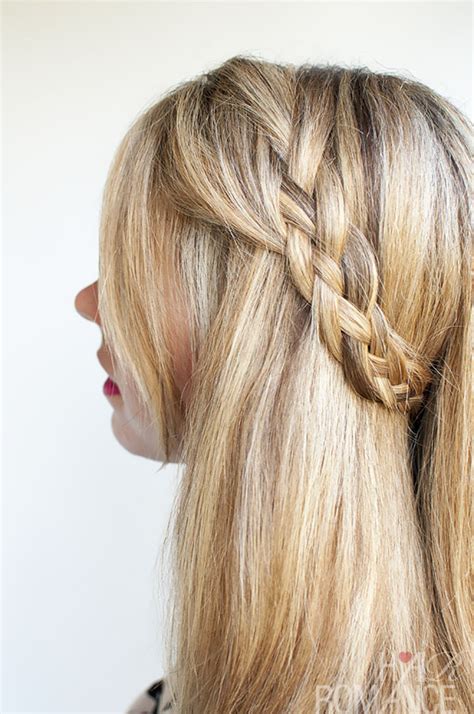 Then you lay the strand hair is being add to across your hand, holding it with your ring finger. Hairstyle tutorial - four strand braids and slide up ...