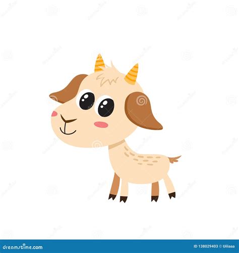 Vector Set Of Cartoon Funny Goats Isolated On White Background Stock