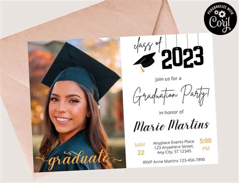 Editable Graduation Party Invitation Template With Photos For Etsy Uk