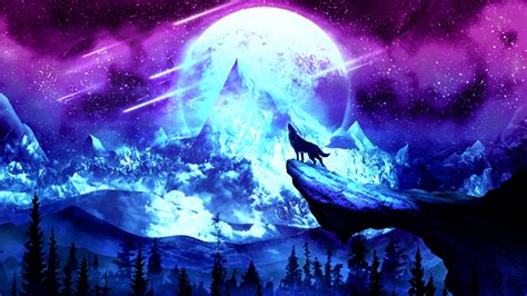 Download Wallpaper 3840x2160 Wolf Moon Night Mountains