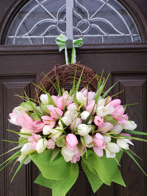 Spring Wreaths For Front Door Tulip Wreath Valentine Wreaths Easter