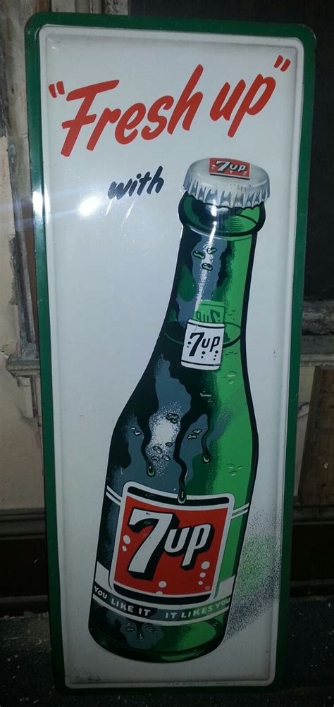 Metal 1950s Fresh Up With 7up Sign Vintage Tin Signs Vintage Ads
