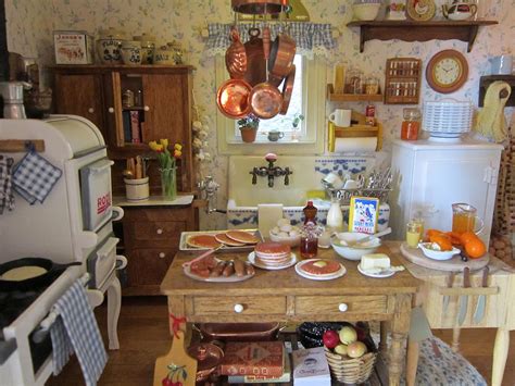 A Doll House Kitchen With Lots Of Food On The Table