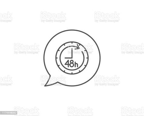 48 Hours Line Icon Delivery Service Sign Vector Stock Illustration