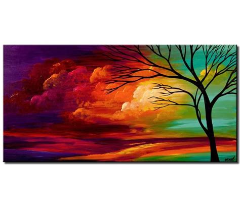 Painting Abstract Landscape Colorful Sunset Painting 6791