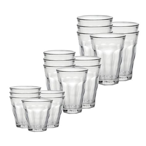 Duralex Picardie 18 Piece Clear Tempered Glass Drinkware And Tumbler