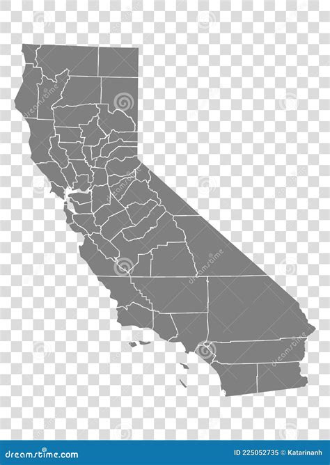Mapa De Estado California Sobre Fondo Transparente Mapa En Blanco De California Con Regiones En