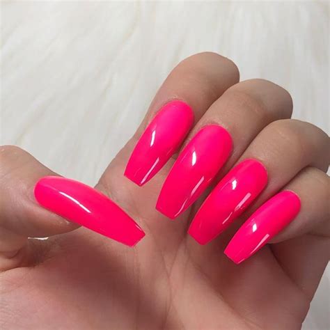 Neon Hot Pink Hand Painted Press On Gel Nails Pink Etsy In 2021