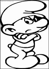 Smurf Coloring Grouchy Wecoloringpage Smurfs sketch template