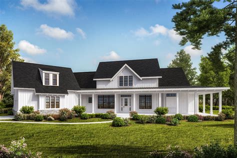 That country farmhouse design is still popular. Grand One-Level Farmhouse Plan with Optional Lower Level - 25663GE | Architectural Designs ...