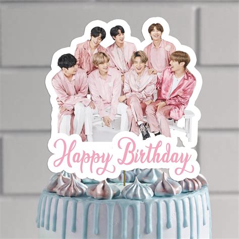 Instant Download Personalised Bts Kpop Cake Topper Birthday Etsy España