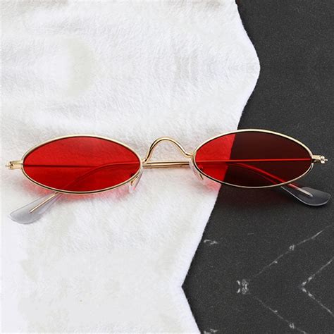 Nywooh Red Oval Sunglasses Men Women Luxury Brand Designer Vintage Sun Glasses Female Male Metal