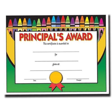Principals Award Certificate Scholastic Trophy Awards