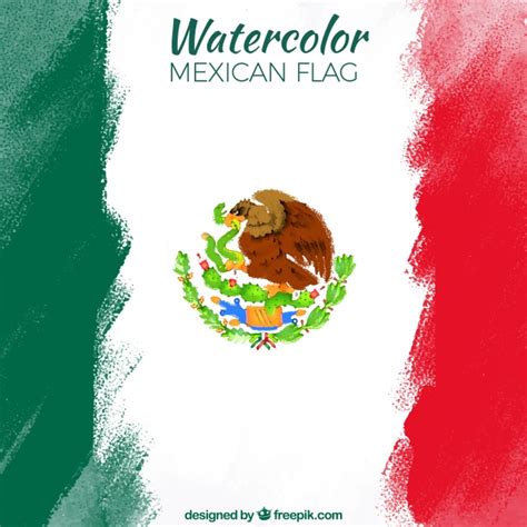 Escudo de la bandera de mexico vector. Fondo de acuarela de bandera de méxico | Vector Gratis