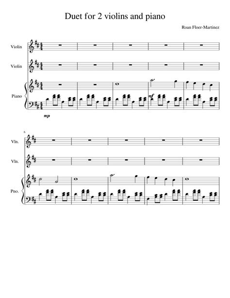 Duet For Two Violins And Piano Sheet Music For Violin Piano Download