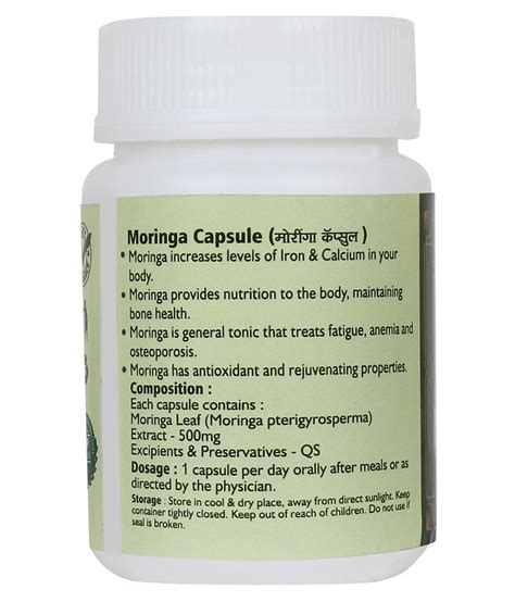 Green Gold Moringa Natural Iron And Calcium Booster Capsule 500 Mg Pack