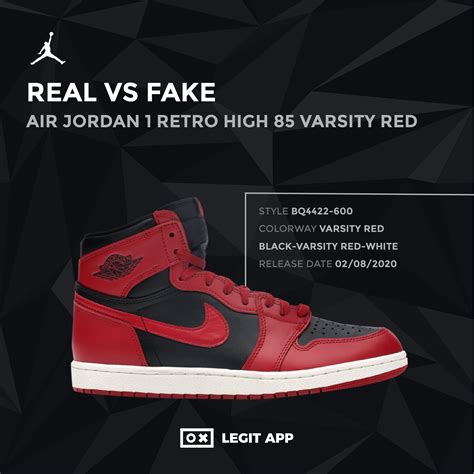 Real Vs Replica Jordan 1 Retro High 85 Varsity Red Legit App