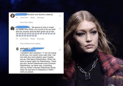 American Model Gigi Hadid Shares Pic Of People Calling Her Anti Semitic
