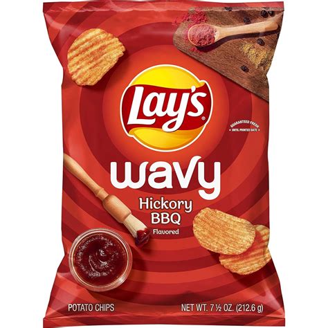 Lays Wavy Potato Chips Barbecue Flavor Hickory Bbq 75 Oz