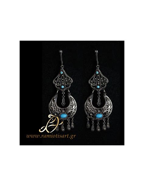 Chandelier Earrings Very Long Turquoise Stones Material Silver Your
