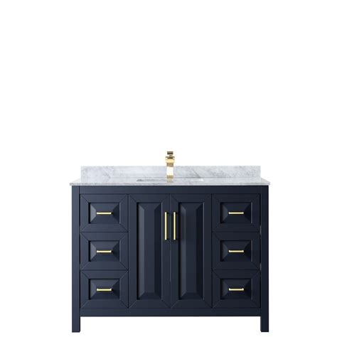 To determine the height, measure the distance between your lights and faucet. 48" Single Bathroom Vanity in Dark Blue with Countertop ...