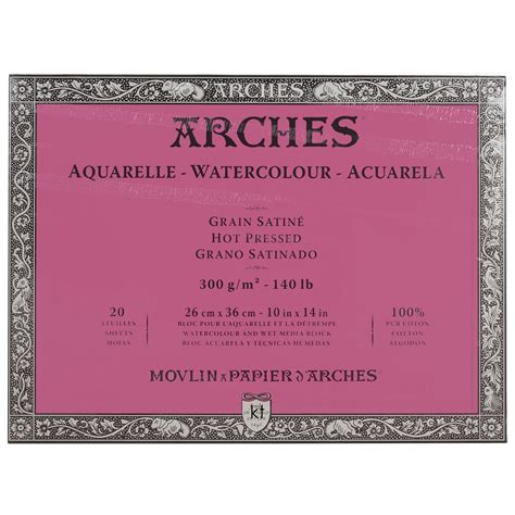 Aquarelle Arches Watercolour Block Hot Pressed 20 Sheets 26x36cm