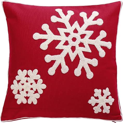 1 Pcs Red Christmas Outdoor Decorative Throw Pillow Covers Chenille