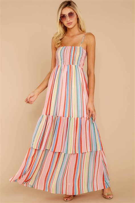 bb dakota rainbow stripe dress flowy sleeveless maxi dress 80 red dress striped maxi