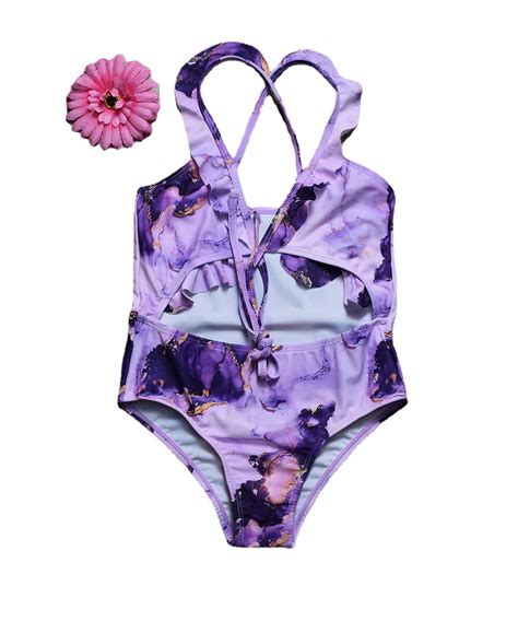 Irder 2022 One Piece Purple Dyeing Girl Bikini Swimsuit Chidren